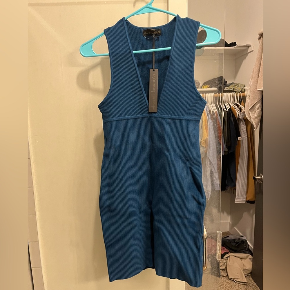 House of Harlow knit plunge v neck dress mini